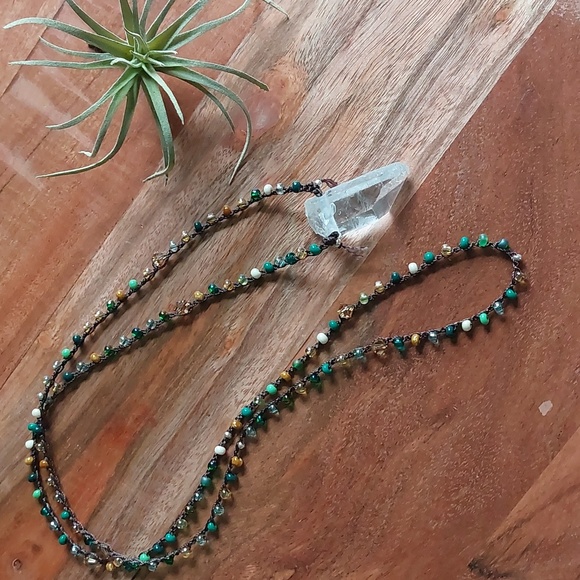 Quartz Crystal Necklace, Artisan Jewelry by Rust Belt Raised, Quartz Cry… - Picture 4 of 16
